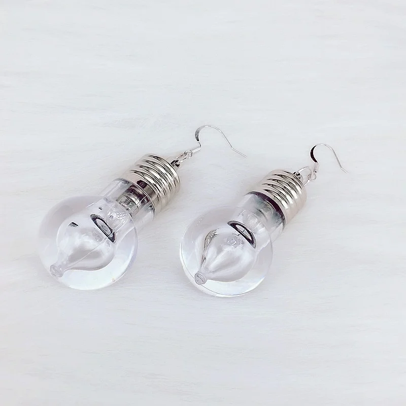 Rainbow Colorful Light Bulb Novelty Fashion Drop Earrings Quirky Retro Fashion Party Item