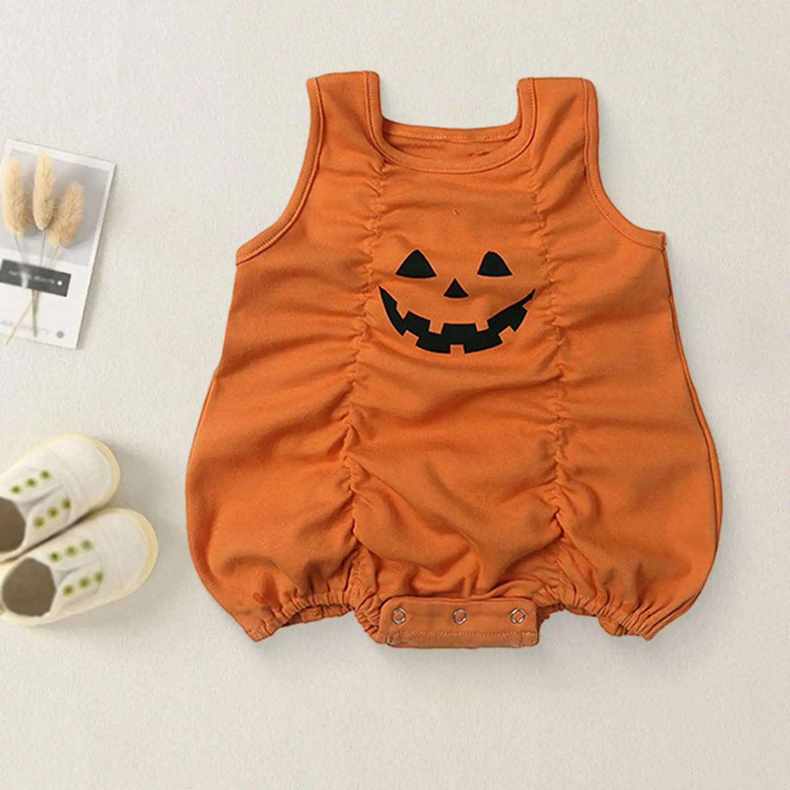 Toddler Baby Girl Boy Halloween Costume Boutique Pumpkin Print Jumpsuit Festival Bodysuit for Cozy Autumn Wear