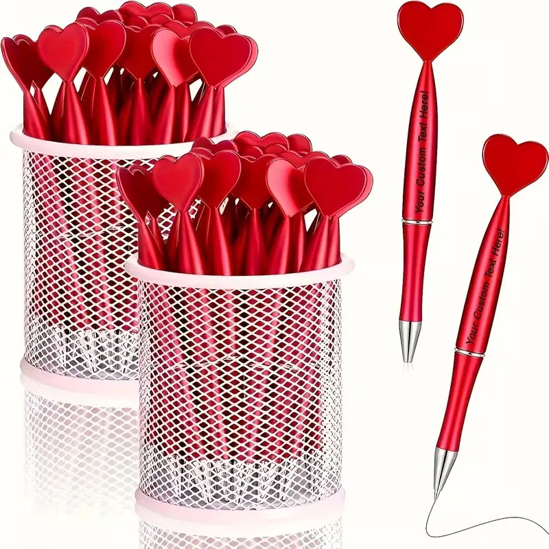 20Pcs/40Pcs/60Pcs Personalized Custom Heart-Shaped Pen Sets, the Best Choice for Valentine's Day Gifts, and a Top Choice for Weddings These Ballpoint Pens Are Great Gifts for Friends during Back-To-School Season, Birthdays, and Weddings, Especially for Women, and Are Perfect as Valentine's Day Souvenirs.