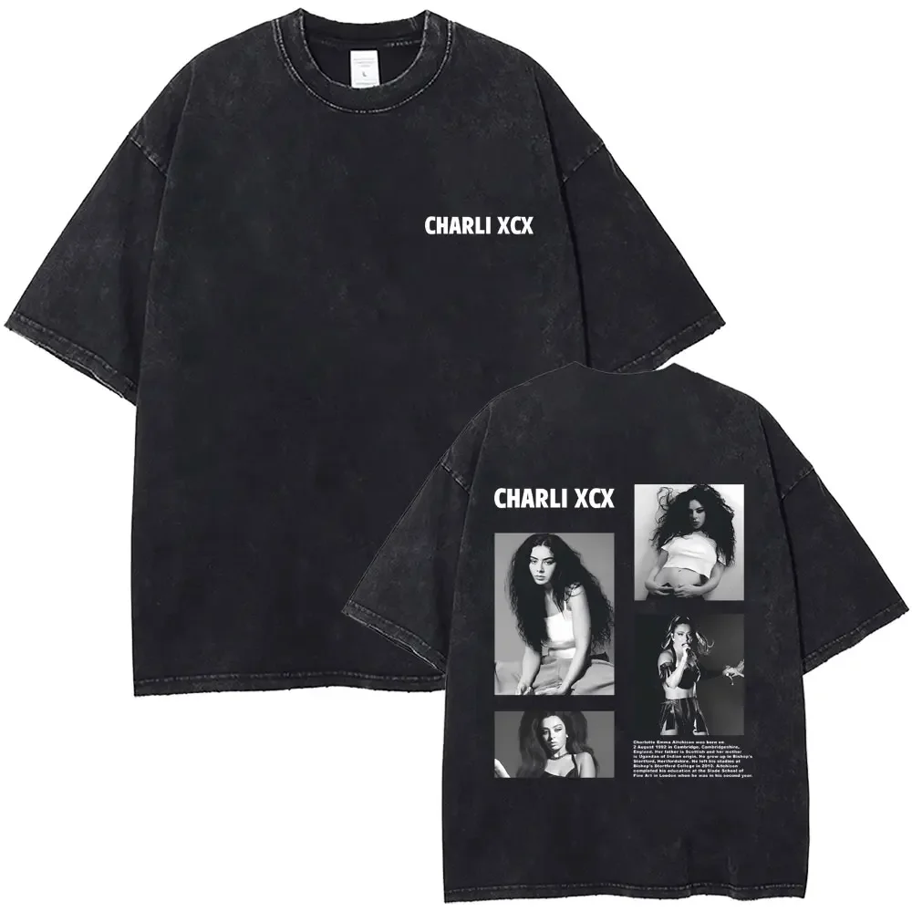 

Washed Vintage Charli Xcx Brat Album Graphics T-shirts Men Women Hip Hop Fashion T Shirt Regular Unisex Short Sleeve Fans Gift