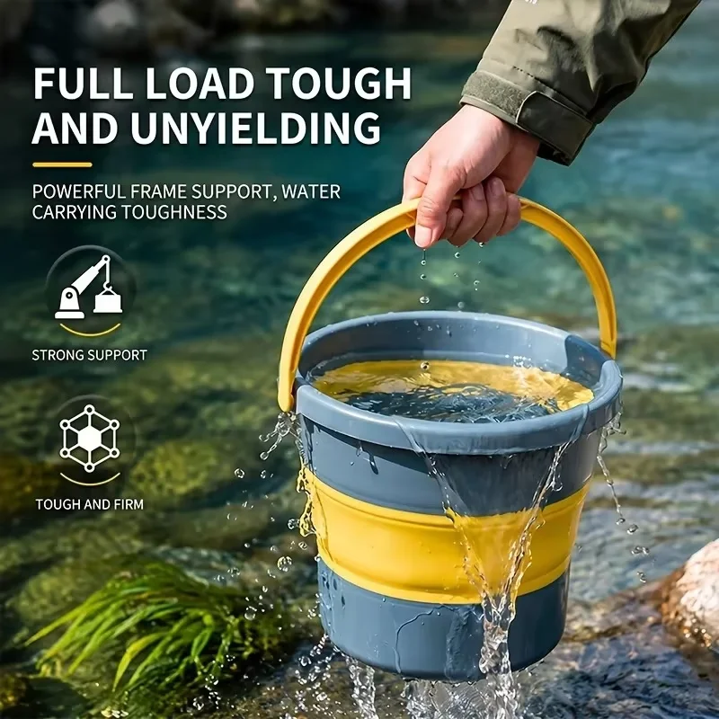 5L10L Portable Folding Bucket Multifunctional Thickened Silicone Bucket for Car Washing and Fishing Camping Folding Bucket