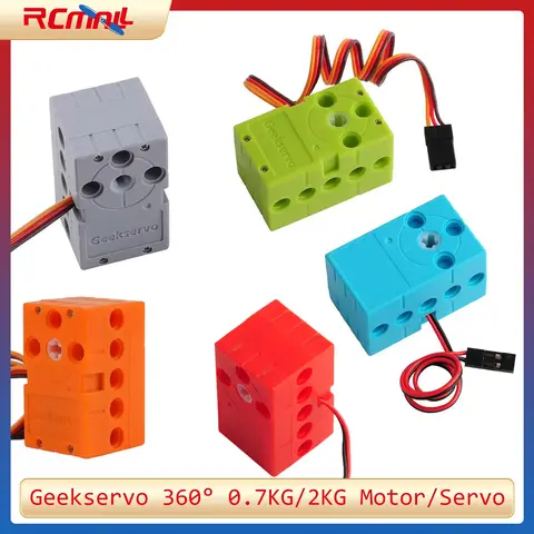 Geekservo 0.7KG/2KG 프로그래밍 가능 서보 360도 이중 샤프트 빌딩 블록 Micro:bit용 모터 Legoeds와 호환 가능