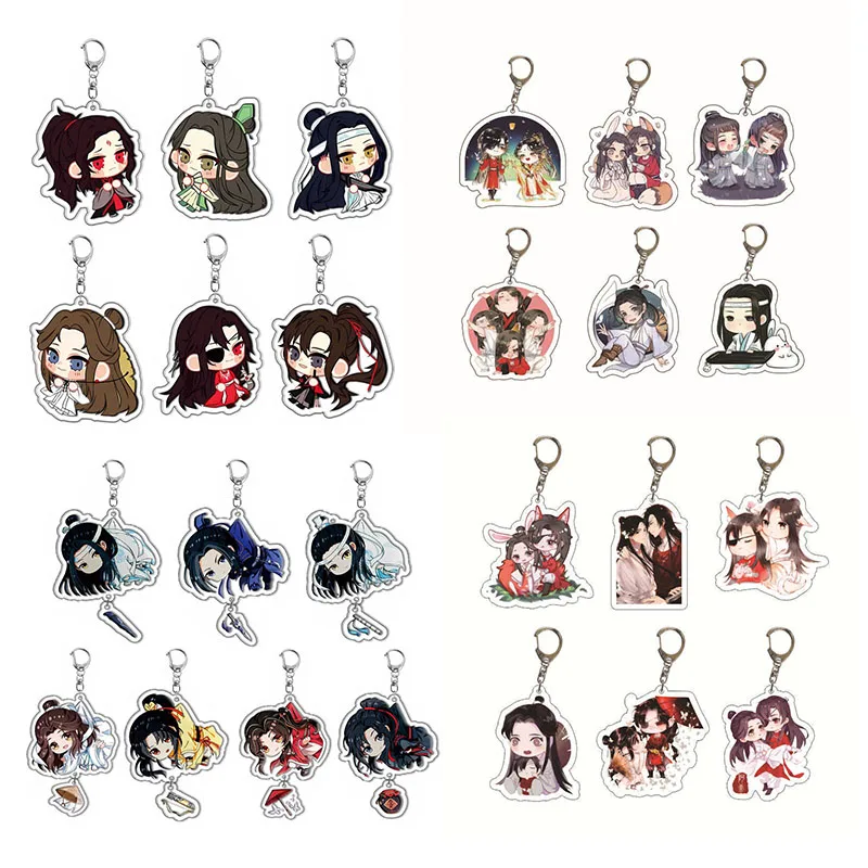 3/4pcs Anime Tian Guan Ci Fu Keychain Mo Dao Zu Shi Acrylic Figure Bunny Charms Keyring Car Bag Pendant Trinket Women Men Gifts