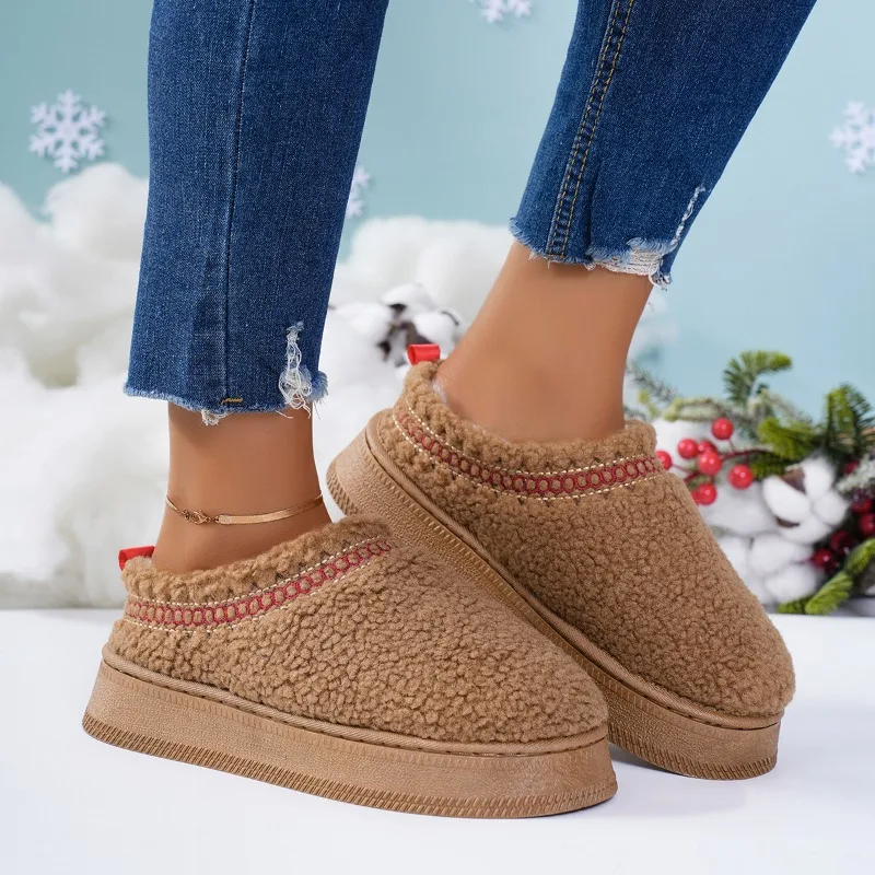 Chelsea Ankle Snow Boots Women Winter New Brand Fur Short Plush Warm Flats Slippers Platform Shoes Flip Flops Cotton Shoes