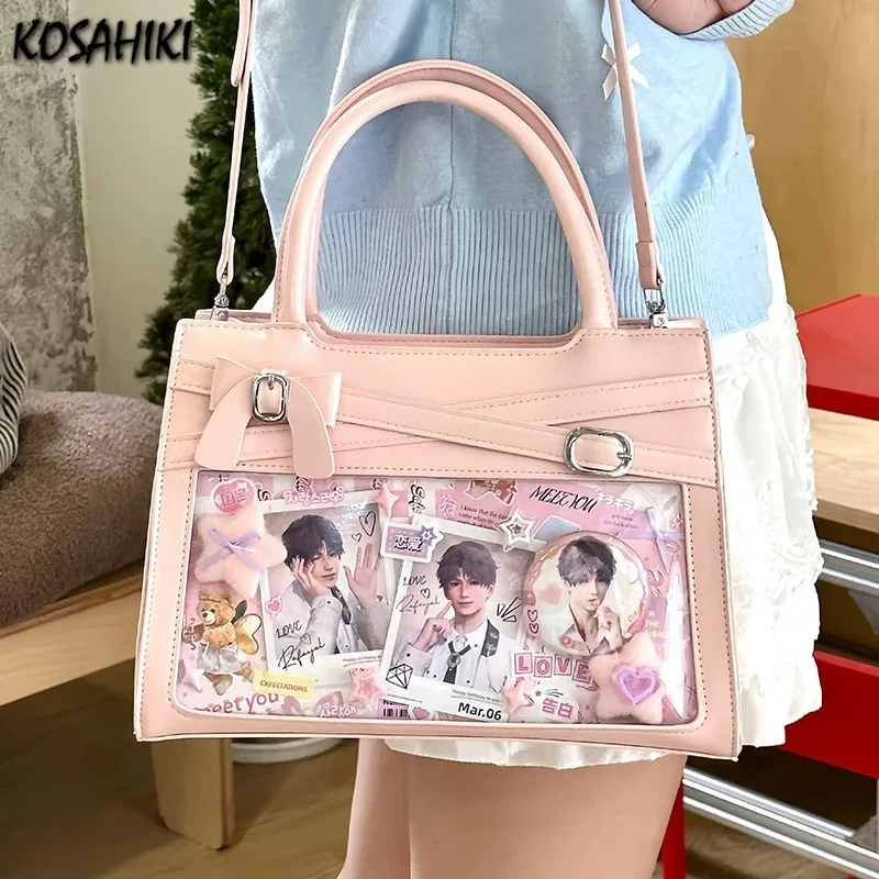 

Japanese All Match Y2k Aesthetic Handbags Women Vintage Transparent Ita Bags Casual Streetwear Fashion Ins Shoulder Underarm Bag