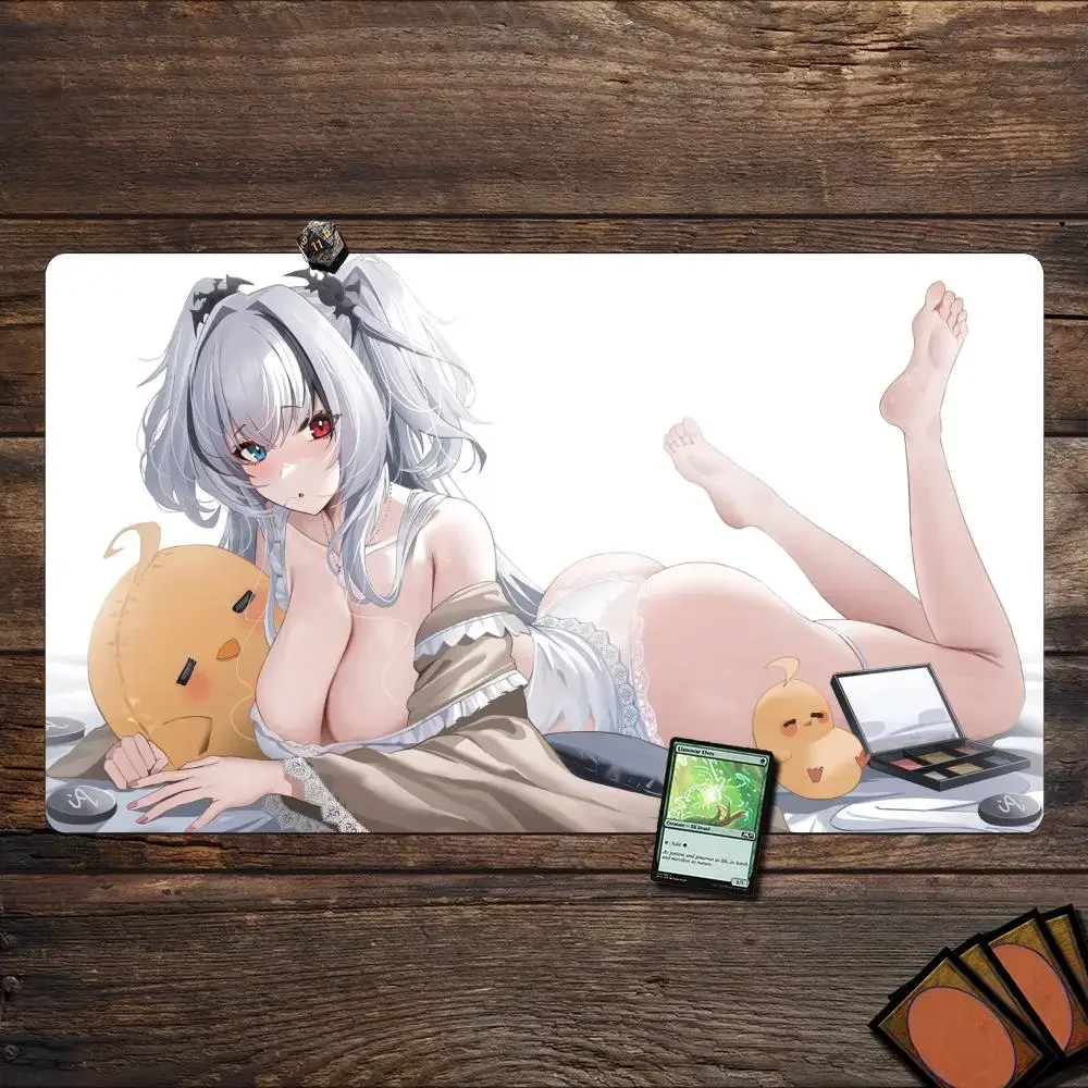 Sexy anime girl hentai MTG Playmat 35X60CM tarjeta mágica tapete para batalla antideslizante duradero borde cosido tapete mágico tapete de mesa