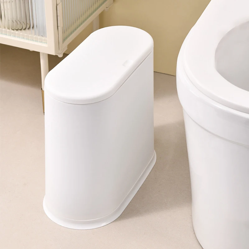 1 piece, 2.64 gallons/10L, bathroom trash can, plastic lid, suitable for toilets, offices, bedrooms, living rooms