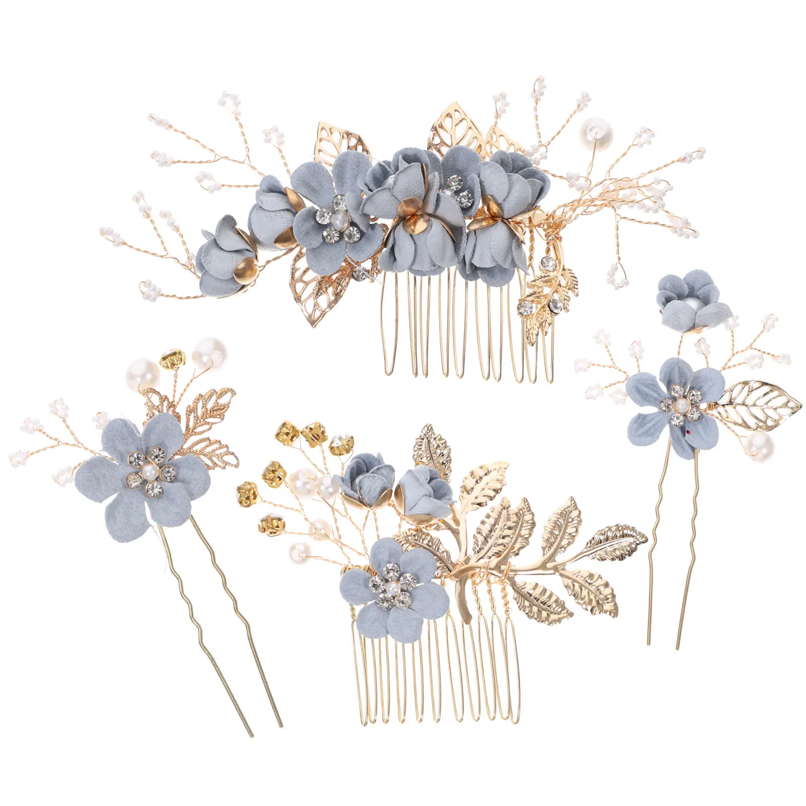 

Набор из 4 свадебных украшений для волос: новые аксессуары для невесты, цветочные гребни-шпильки, элегантные заколки, романтические головные уборы