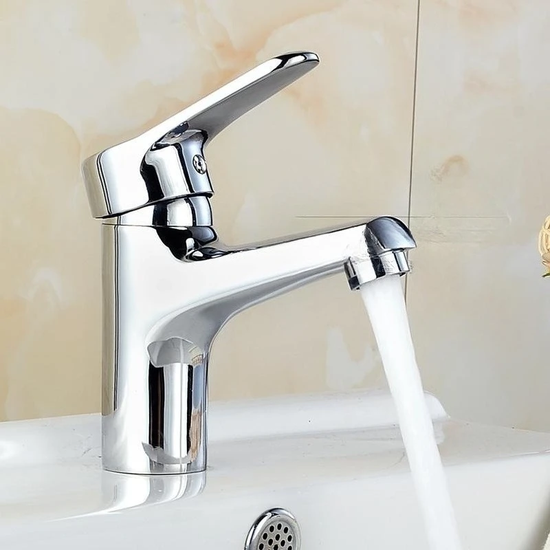 

Смеситель для раковины на столешницу, однорычажный, хромированный, для холодной и горячей воды, для ванной комнаты, настольный монтаж