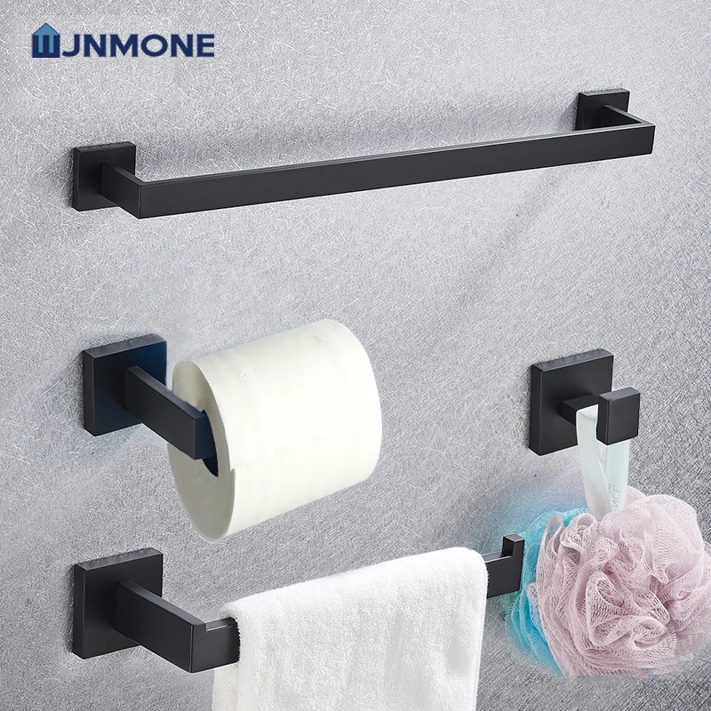 Top 1 Black Bathroom Accessories Kit Wall Mounted Towel Rack Toilet Paper Roll Holder Coat Hanger Hook Brushed Gold Hardware Set