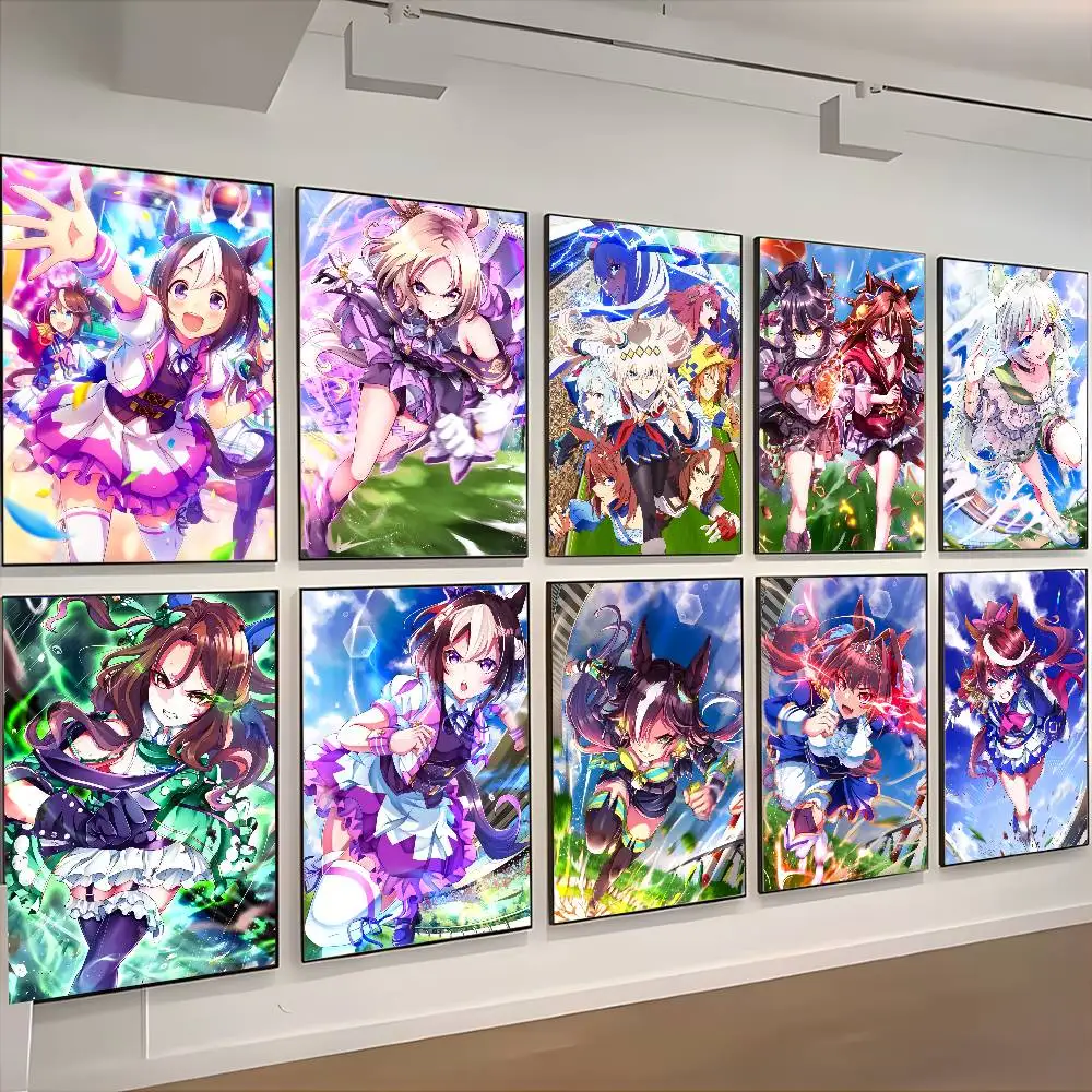 ملصق أنيمي U-Umamusume Pretty DerbyS HD Art Sticky Wall مقاوم للماء لغرفة المعيشة المنزلية وغرفة النوم والديكور الجمالي