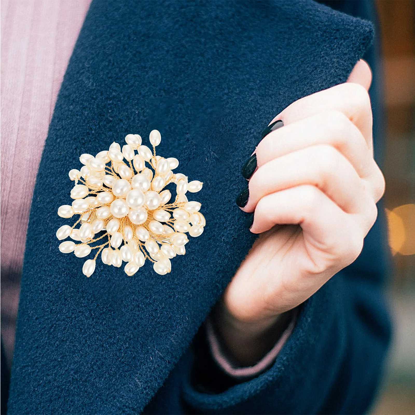 

Pearl Brooch Women Elegant Clothes Pin Bridal Wedding Zinc AlloyFlower Realistic Glossy Fade resistant Party Banquet Daily Use