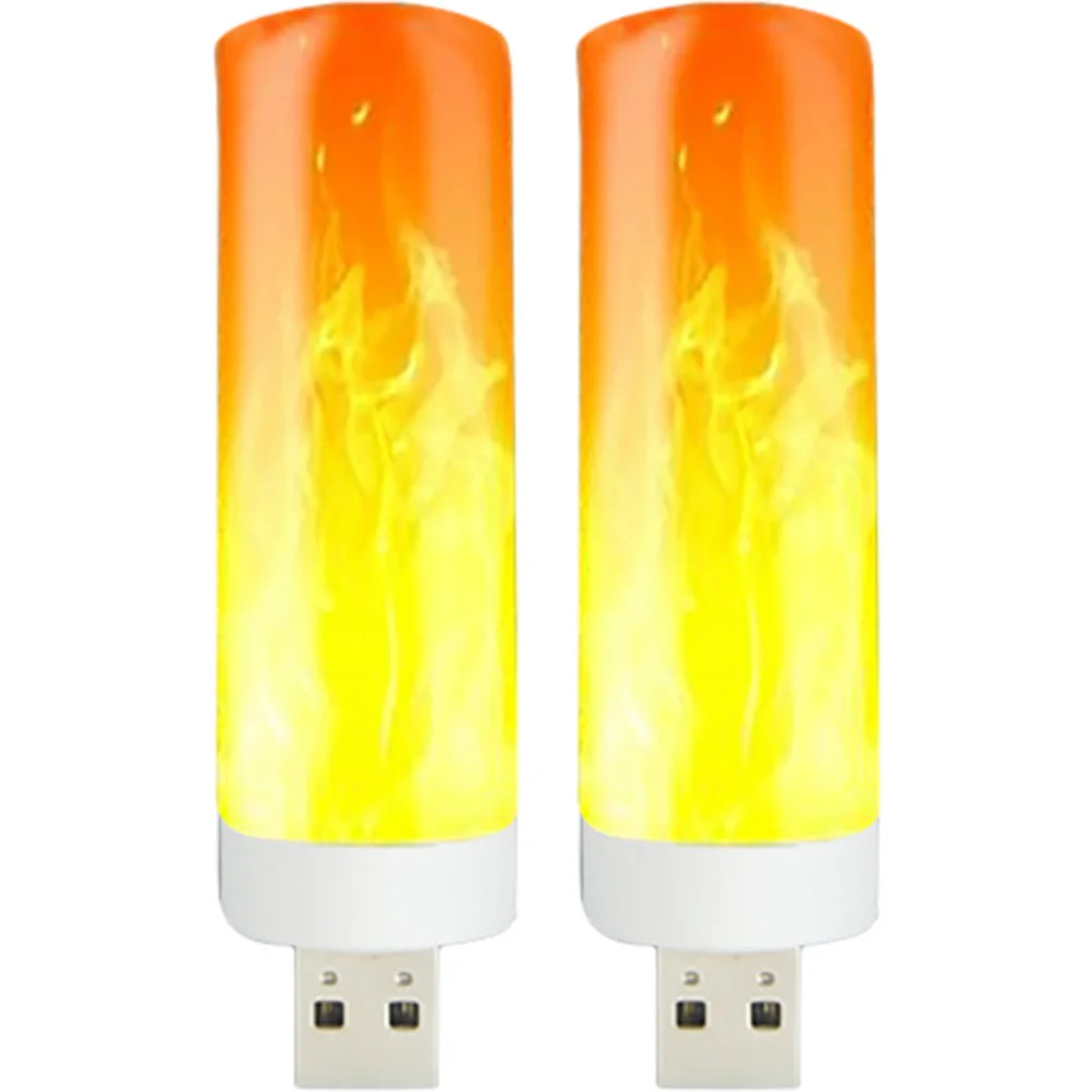 2 قطعة LED لهب تأثير USB التوصيل في ضوء الليل أباجورة صغيرة غرفة نوم الإضاءة الزخرفية USB ضوء الليل مصباح الليل #5
