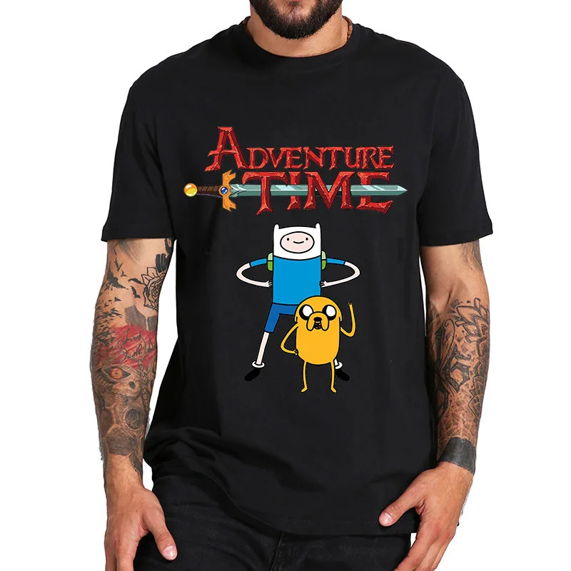 

Европейская и американская футболка Camiseta De AdventureTime Adventure Time с короткими рукавами и мультяшным принтом, мужская и женская хлопковая спортивная футболка