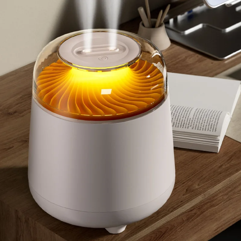 

Большой увлажнитель-вулкан с двойным распылением, 7-цветной атмосферной подсветкой, бесшумный, для дома, спальни, гостиной