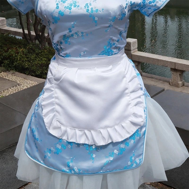 Maid Cosplay Apron Girls Cosplay Waist Apron Half Apron Kitchen Ruffled Waist Apron Maid Cosplay Costume Apron DXAA