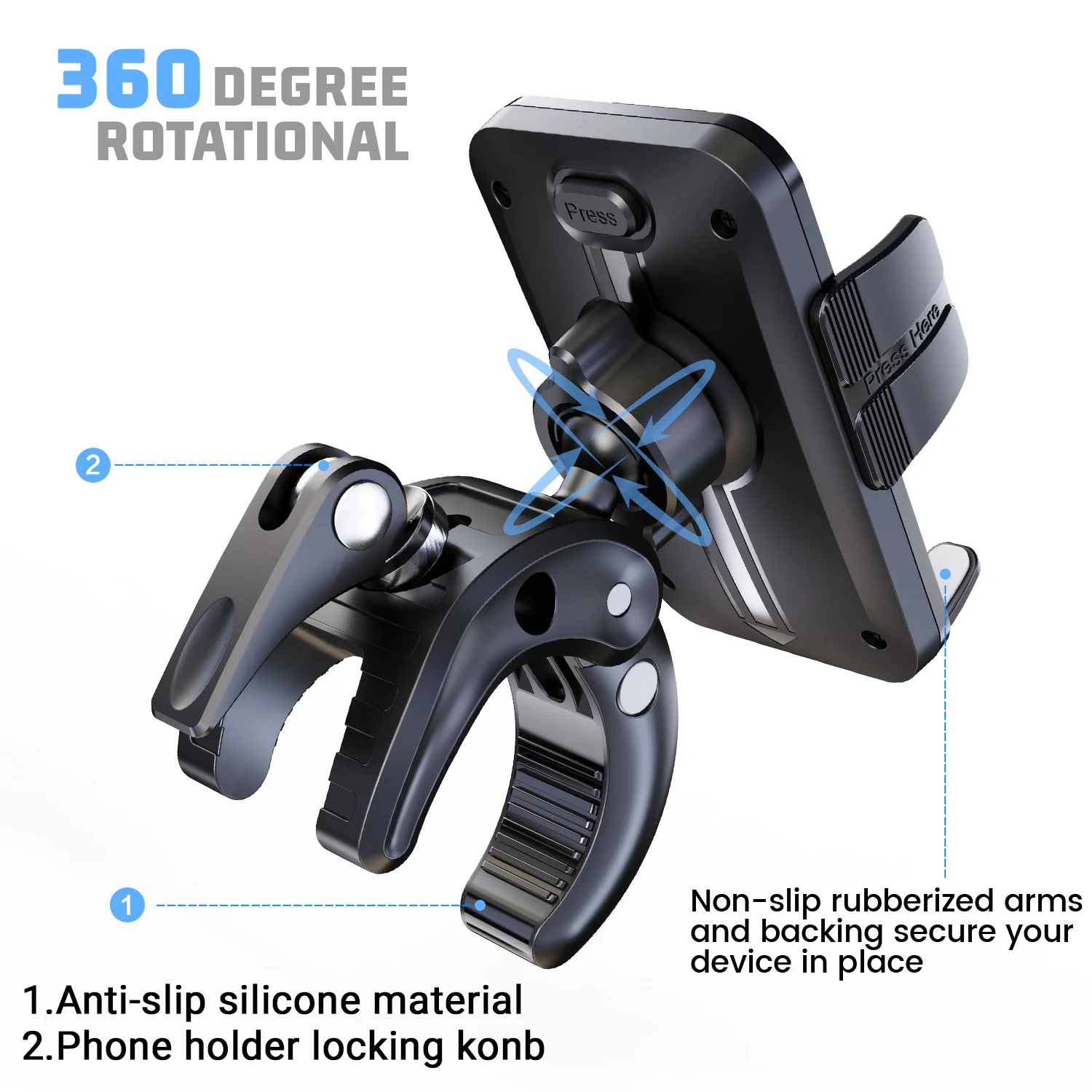 Universal Phone Holder Clamp for Boat Yacht Jet Ski Desk Pole, Quick Install & Detach, for Selfie Video, Portable for All Phones - view 3
