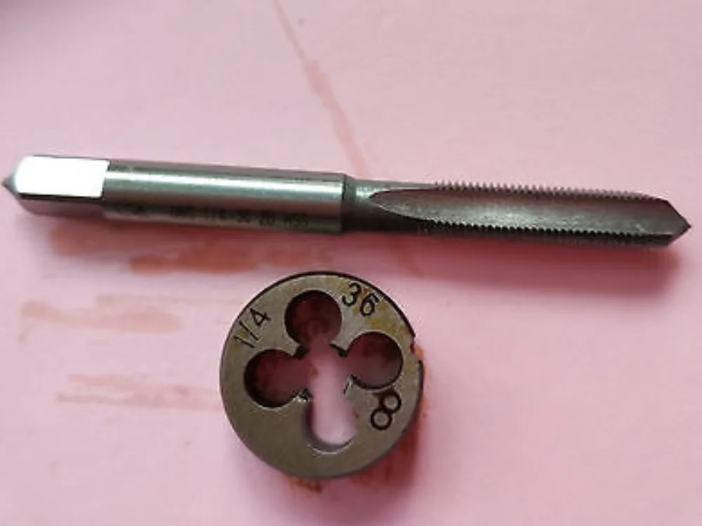 

Lots 1pc HSS Machine 1/4-36 UNS Plug Tap and 1pc 1/4-36 UNS Die Threading Tool