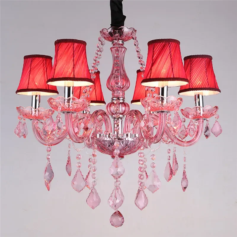 TINNY Rose Red Crystal Pendent Lamp European Luxury Living Room Restaurant Bedroom Villa Clothing Store Beauty Salon Chandelier