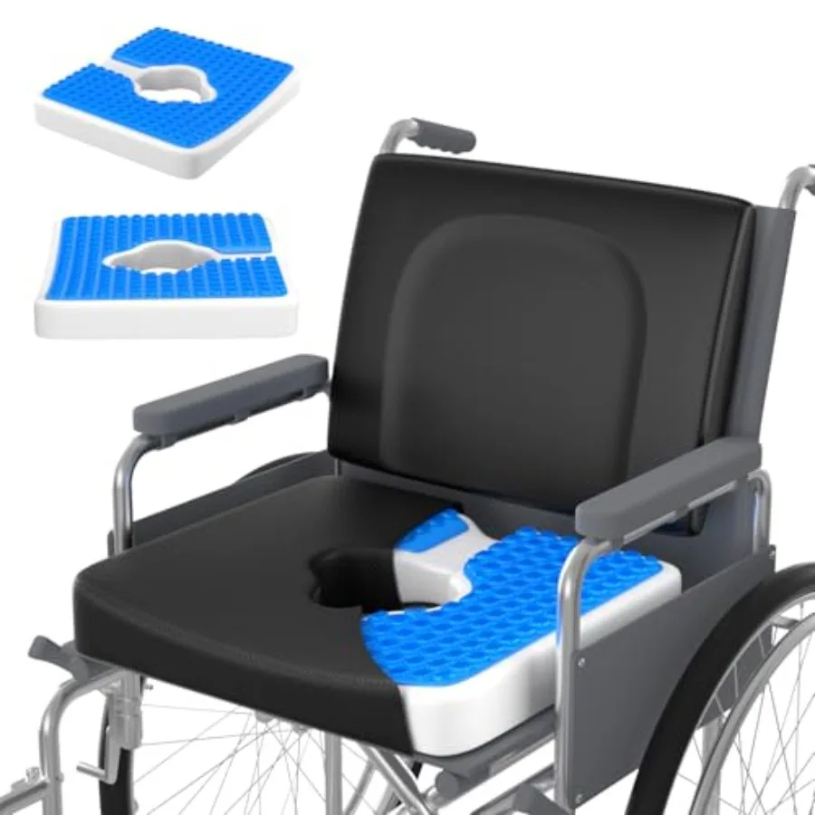 

Комплект из 2 подушек для инвалидных колясок от пролежней - поясничная подушка для инвалидных колясок и гелевая подушка для сиденья 18x16 дюймов для облегчения боли при ишиасе, болях в спине и крестце