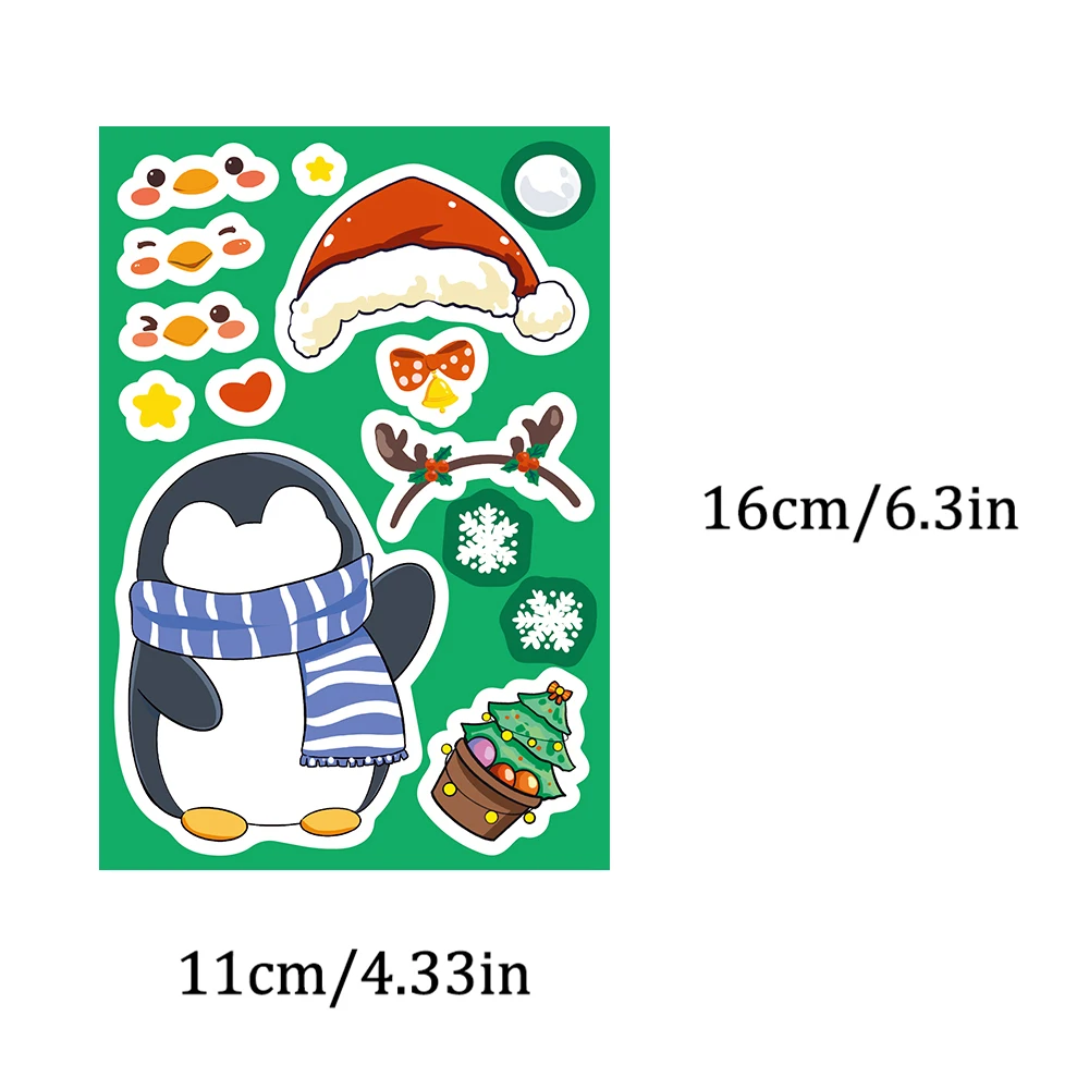 500 قطعة من ملصقات تجميع شخصية كرتونية ممتعة لعيد الميلاد ومتغيرة الوجه سانتا كلوز البطريق ثلج الزنجبيل هدية العيد