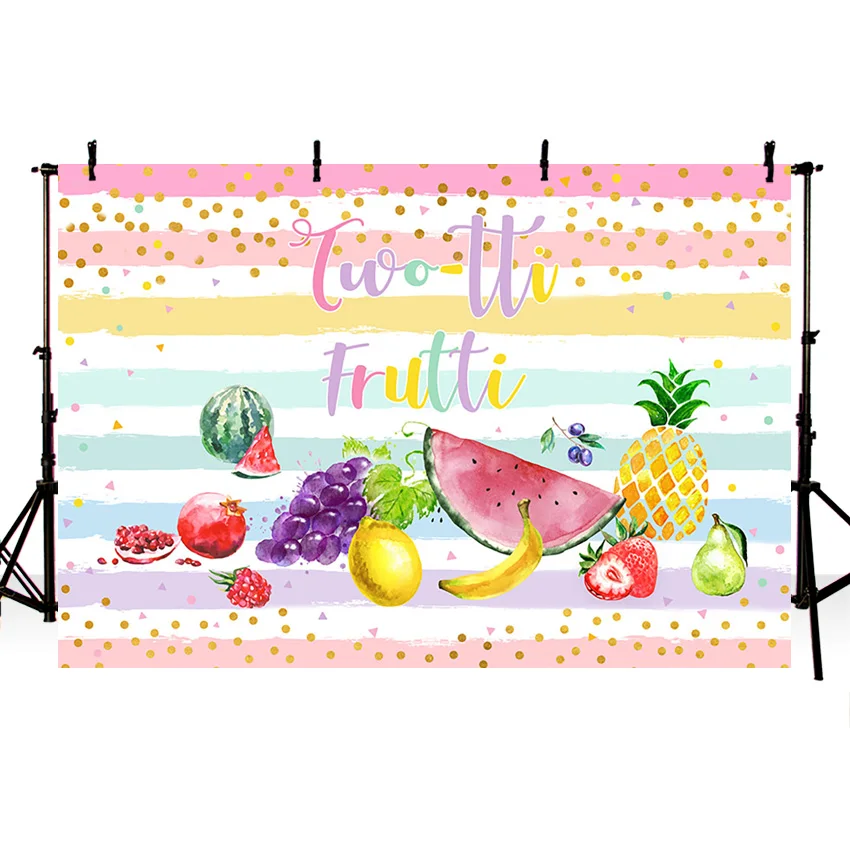 Mehofond Two-tti Frutti Birthday Party Photography Background Tropical Fruit Pineapples Watermelon Backdrop Photo Studio Banner