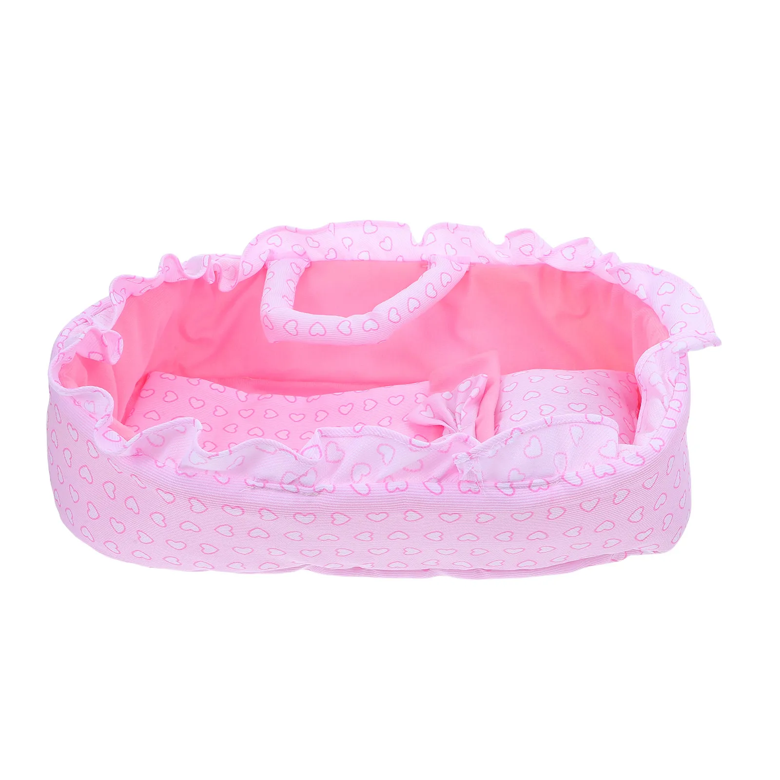 1Set Baby Cradle Bassinet Portable Carrier Soft Pillow Quilt Pretend Play Reborn Crib Bed Foldable Carry Handle Sleeping Basket
