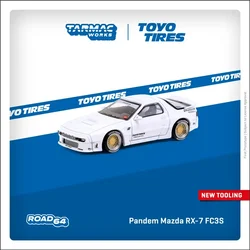 Tarmac Works x TOYOTIRES 1:64 Pandem Mazda RX-7 FC3S White Diecast Collector's Vehicle Model Car