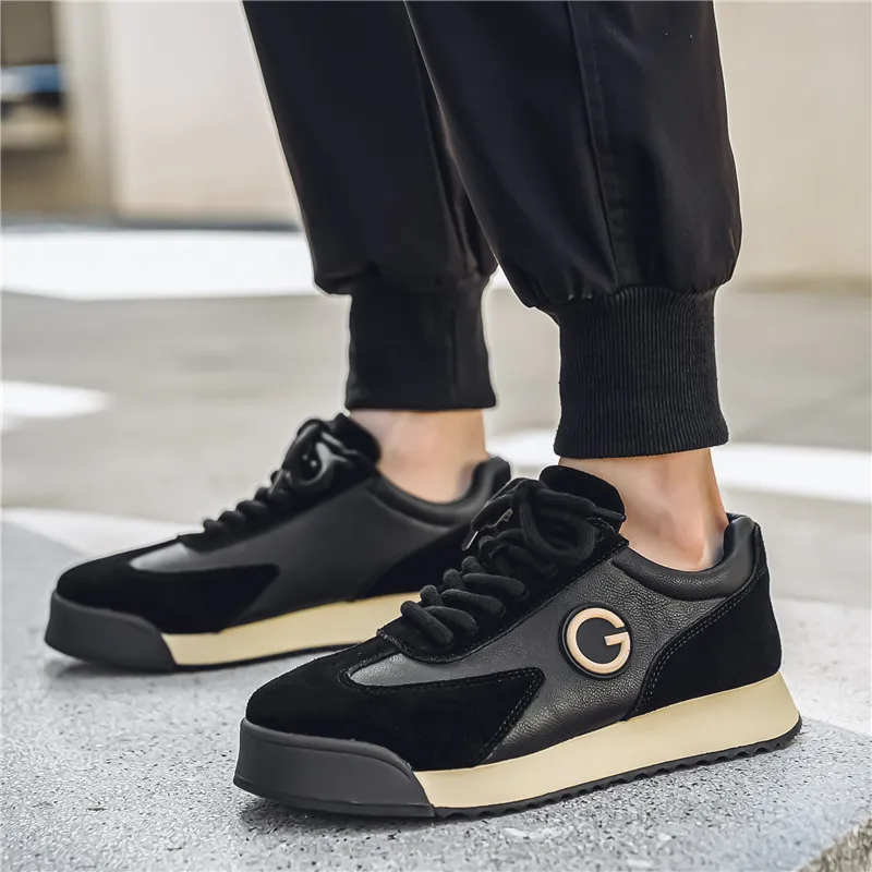 Original Men\'s Fashion Shoes Classic Vintage Man Black Sneakers Breathable Suede Leather Youth Sneakers Men Walking Sports Shoes