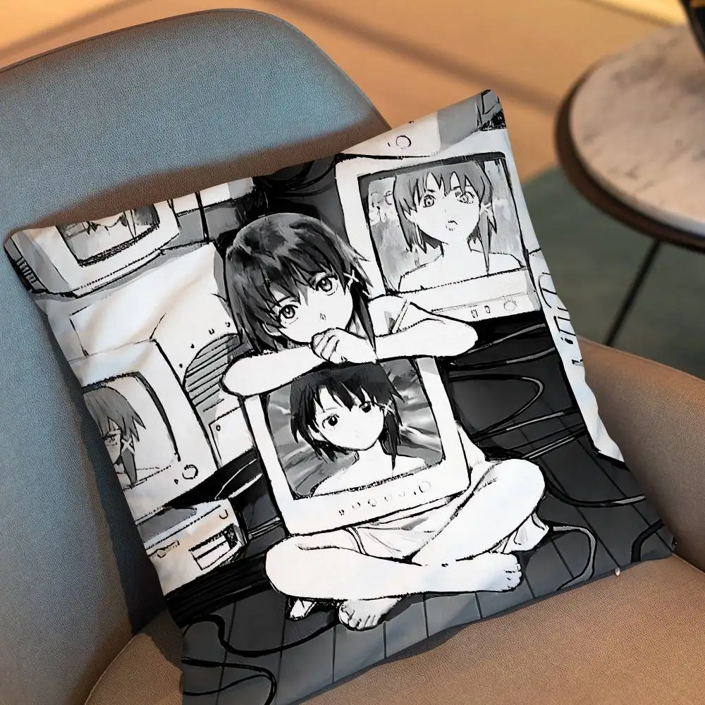 Alice Mizuki Lain Iwakura Experiments Pillow Case cover Nap Time  Sofa Living home Room Bedroom Backrest Cushion Square cojines