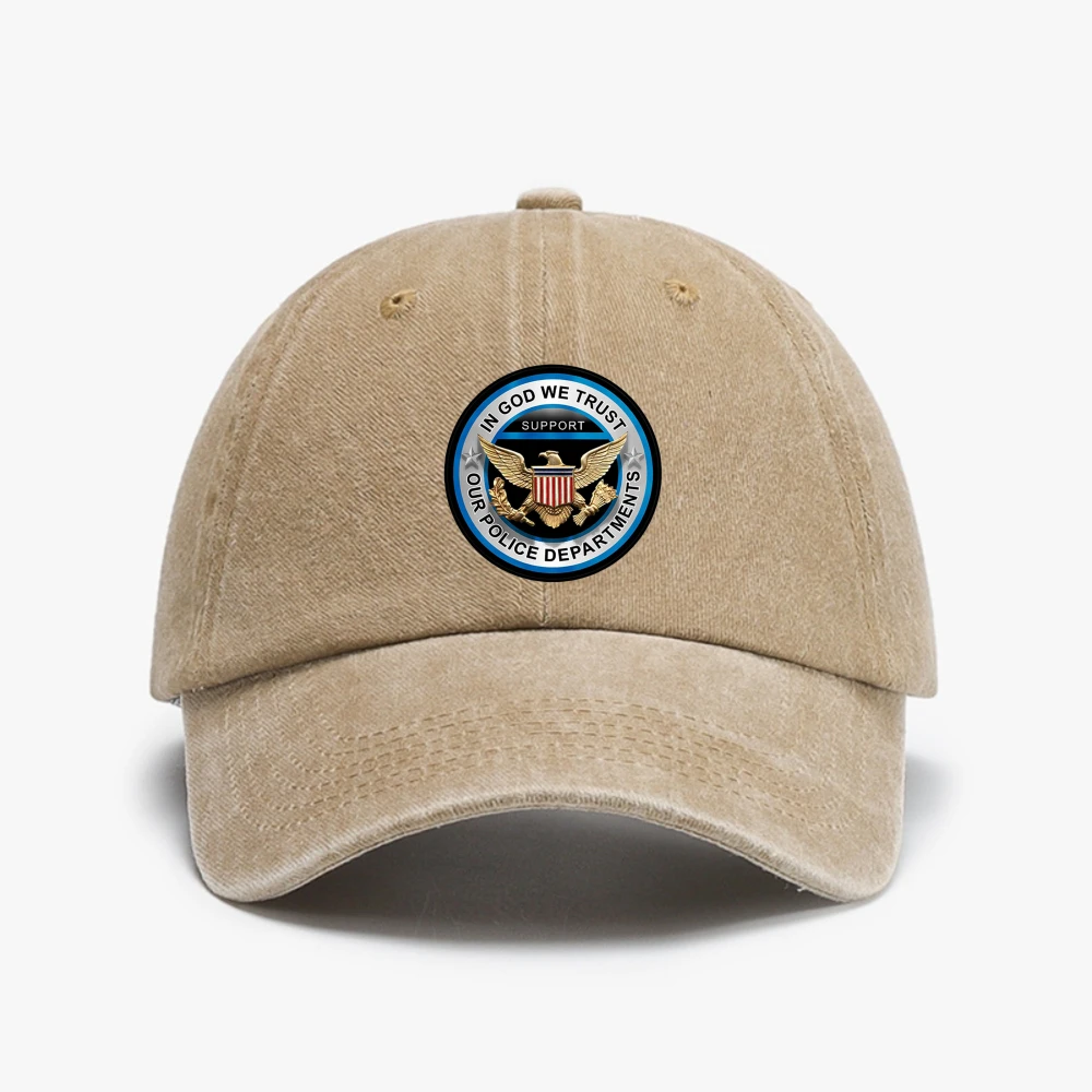 

In God We Trust Support Our Police Department letter Baseball cap fashion Vintage Washed Denim Hat Men women adjustable sun hats