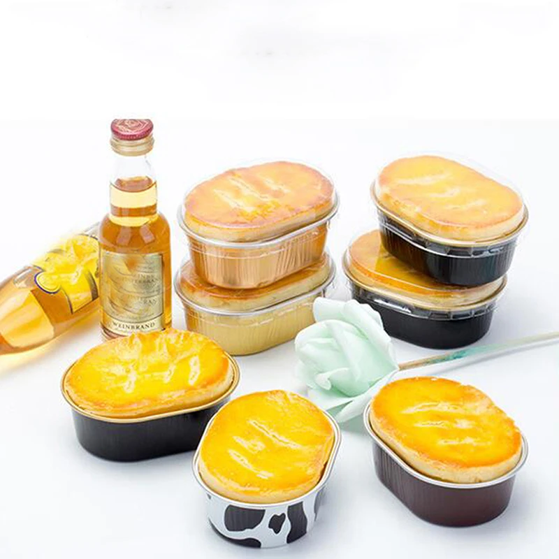 

10 шт. формочек для выпечки из алюминиевой фольги, термостойкие, с крышками, для кексов/маффинов