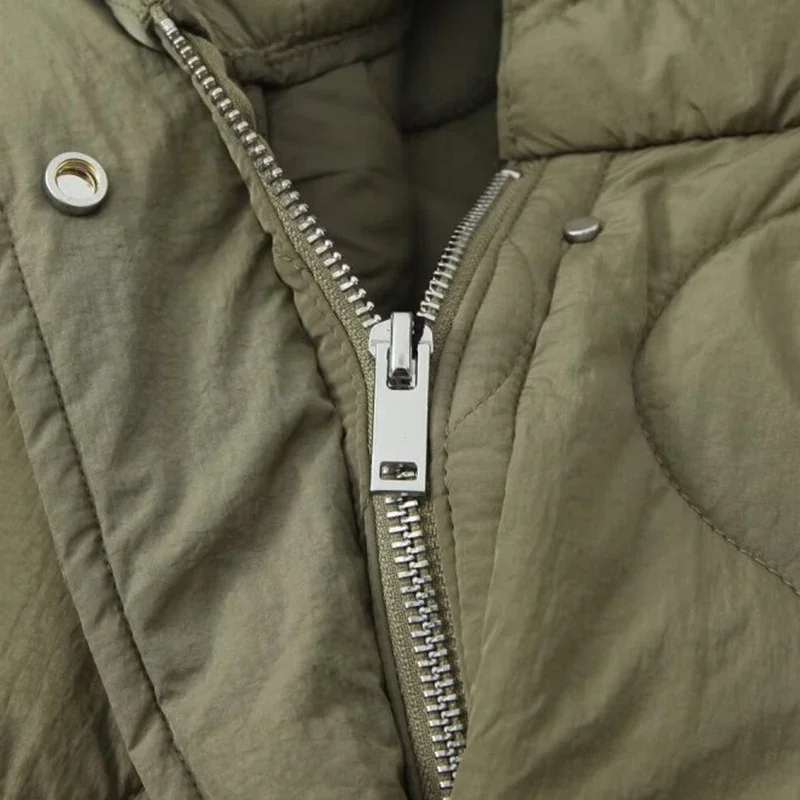 Dámská bavlněná polstrovaná bunda se zahuštěným stojacím límcem, volná teplá zimní bunda, dámská svrchní bunda, módní topy - náhled 5