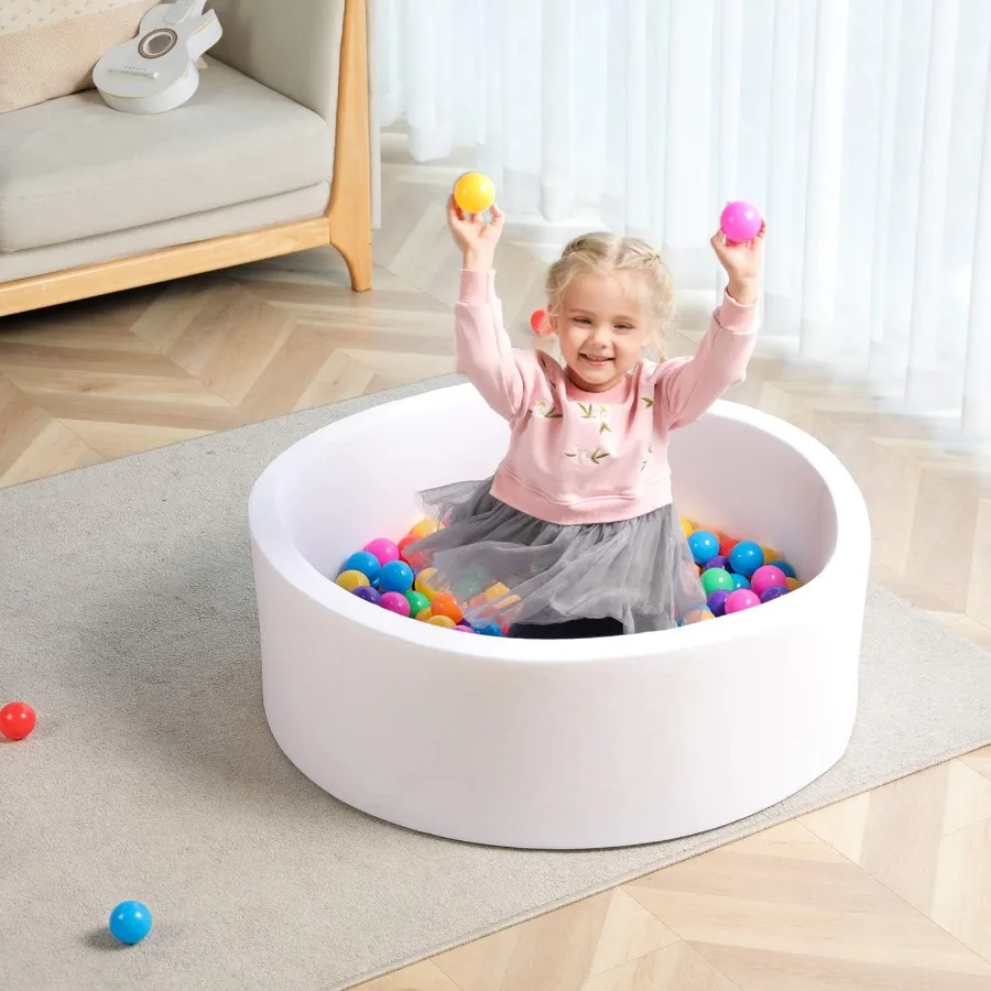 Poço de bola de espuma de memória macia, esponja redonda interna (sem bolas) para crianças pequenas - branco, 90 cm