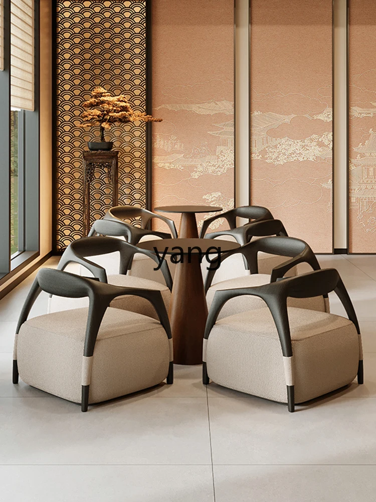 TGF الصينية الجديدة المقهى كرسي الترفيه Guofeng Zen فندق فيلا منطقة الراحة طاولة الاستقبال والكراسي #4