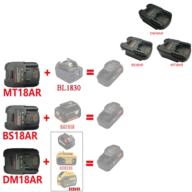 MT18AR DM18AR BS18AR Battery Converter Adapter for Makita DeWalt Bosch Milwaukee Batteries Adapter for Aeg RidGid Power Tools