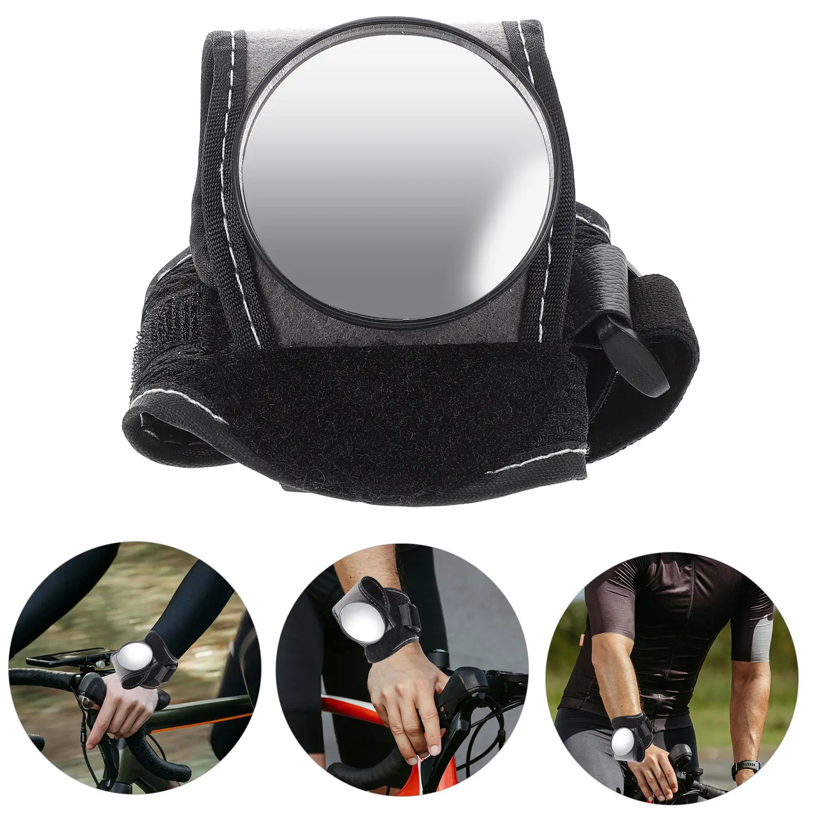

Bike Rearview Mirror Wrist Strap Design High Definition Convex Mirror for Cycling Safety Wide Field of View Comfortable Wrist