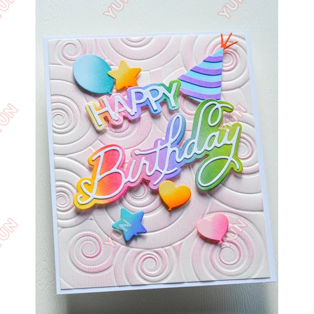 2025 New Dies Stamps Stencils Set Get Well Soon Wings Love Happy Birthday Celebration Script Dies DIY Scrapbooking Holiday Card