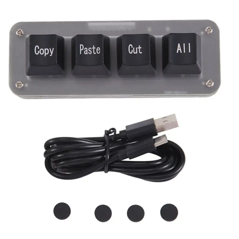 Teclado Mecânico RGB A29F-Mini com 4 Teclas para Selecionar, Copiar, Colar, Cortar, Macro Pad, Atalho, Teclado de Uma Mão, Teclas OSU para Jogos