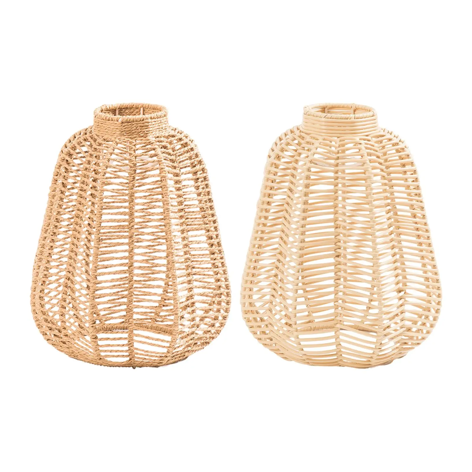 Woven Lamp Shade Retro Style Classic Bulb Guard Cage Hanging Light Cover for Kitchen Restaurant Bedroom Party Dining Room