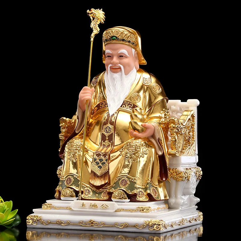 High grade gilding gold jade BUDDHA figure HOME shop Prosperity God of wealth CAI SHEN YE TU DI GONG FENG SHUI statue
