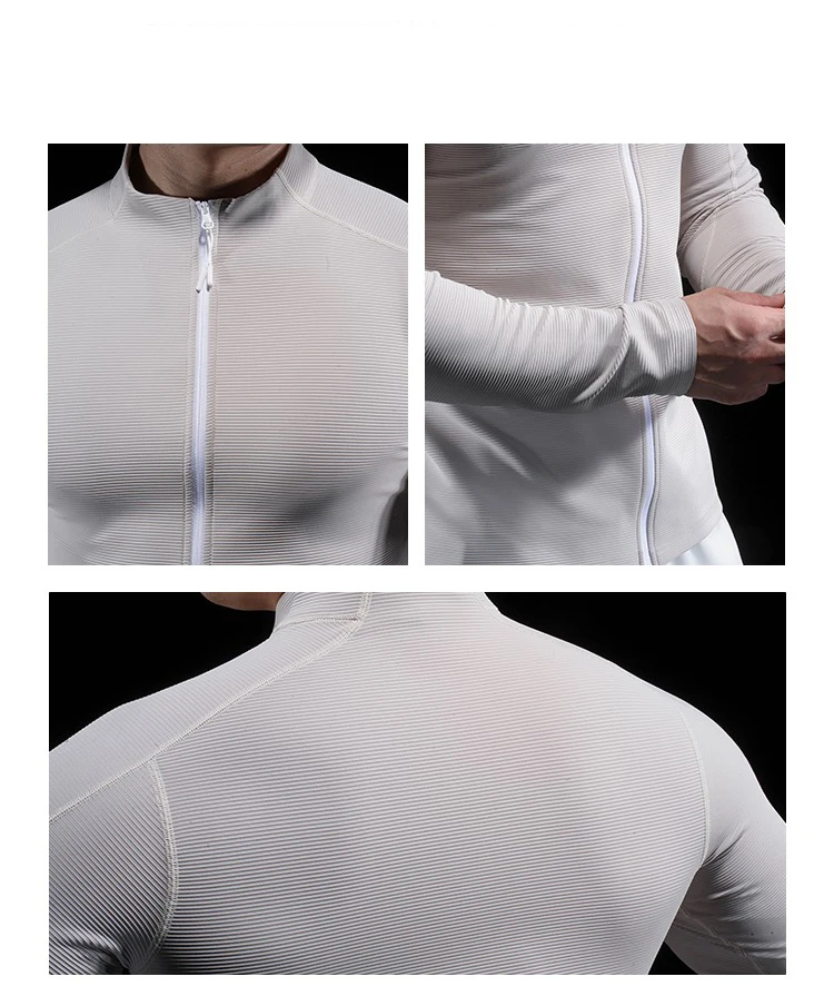 Autumn Winter Men High-elastic Running Sports Gym Fitness Top Jacket Cycling Long-sleeved Tights Quick-drying Training Clothes