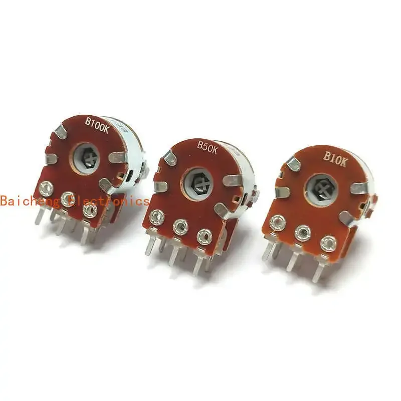 10PCS 16 type dual potentiometer 6-pin amplifier volume adjustment knob B10K50K100K 15 axis