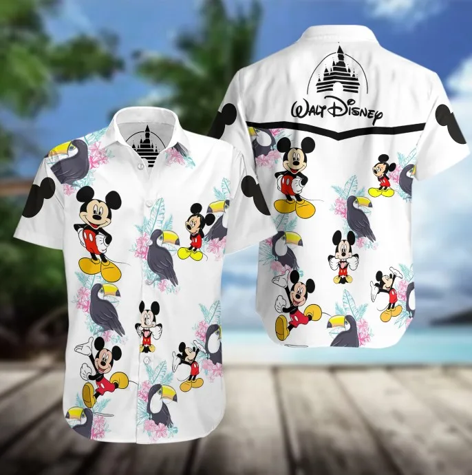 Disney Hawaiian Shirt Summer Beach Trip Family Wear Men's Clothing Women's Clothing Mickey Mouse Hawaiian Shirt Short Sleeve