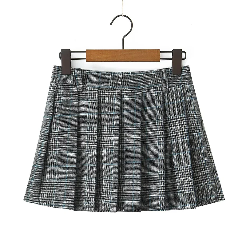 YENKYE Franse geruite plooirok voor dames Vintage hoge taille herfst winter elegante rokken