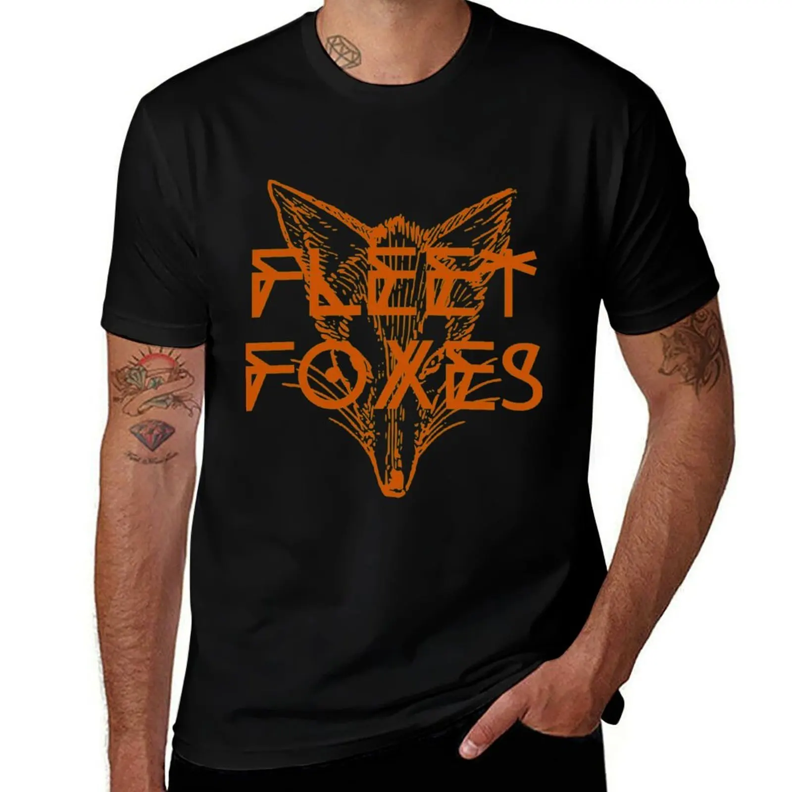 

Fleet Foxes Fox Drawing and Geometric Illustration T-Shirt Christmas Casual Short Sleeve Top