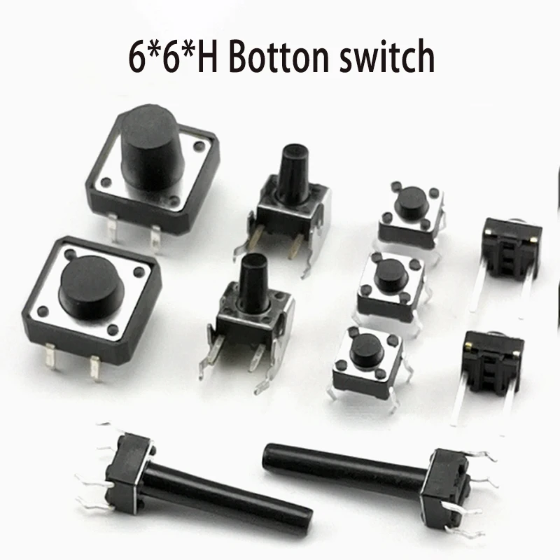 10pcs Press Switch 6X6X5/4.3/5.5/6/7/8/9/10/13MM Tact Switch Push Button Switch 12V 4PIN DIP Micro Switch For TV/Toys/home