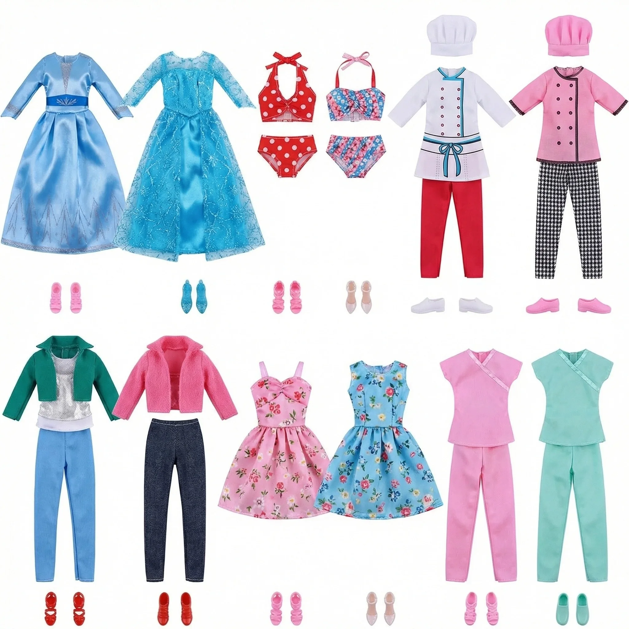 2 Stück/Set Beliebtes Modisches Disney-Prinzessinnen-Kleid für 11 Zoll (26-28 cm) Puppen, College-Stil Kleid, Damenkleid, Schwester-Outfit