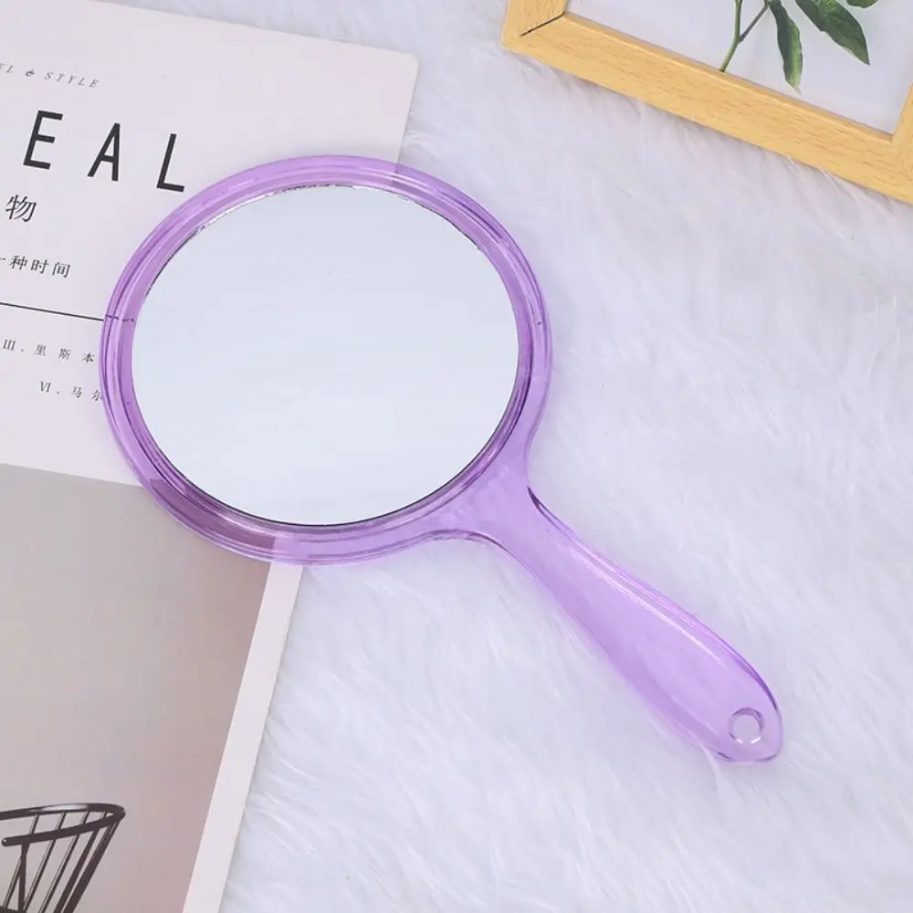 High-definition Handle Double-sided Mirror Transparent Plastic Beauty Makeup Mirror Smooth Handheld 3x Magnifying Mirror