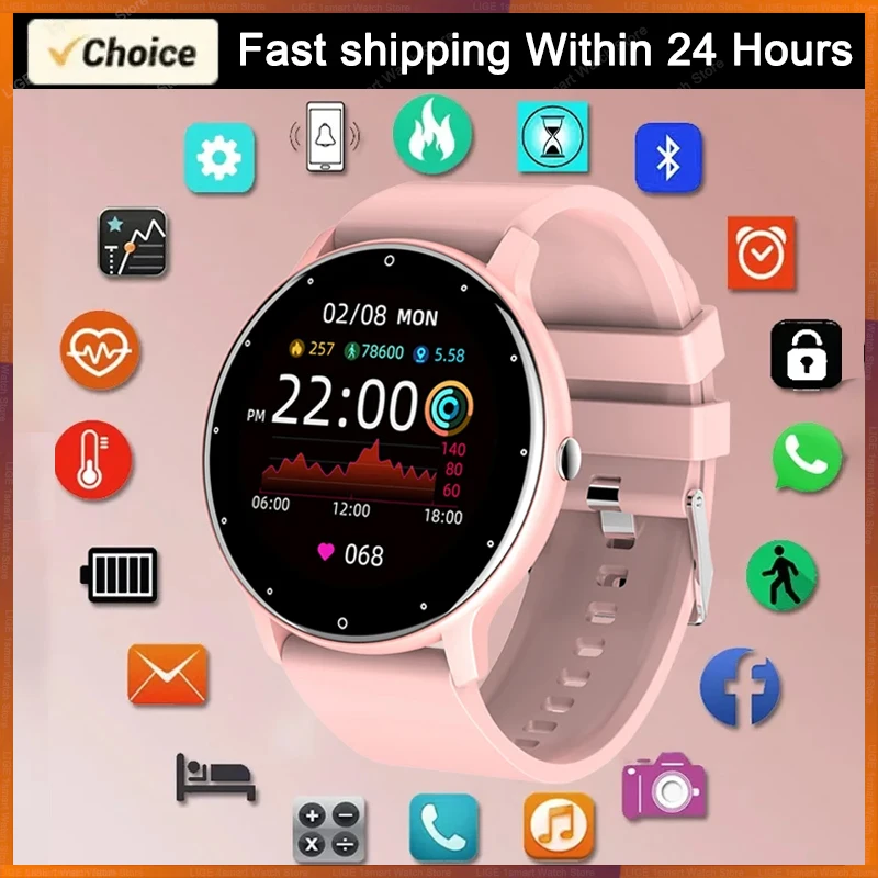 

HD Full Touch Women Smart Watch Men Lady Sport Fitness Smartwatch Sleep Heart Rate Monitor Waterproof Watches For IOS Android